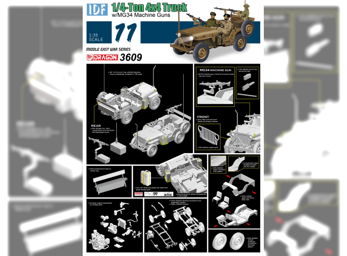 Сборная модель 1/4-тонный внедорожник с автоматами MG34