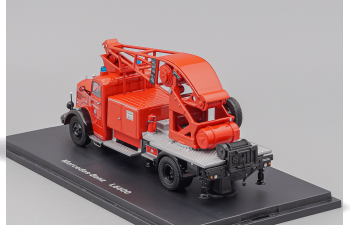 MERCEDES-BENZ L6600 Feuerwehr mit Drehleiter, red