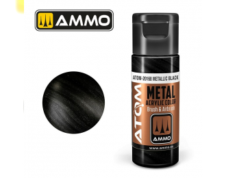 Краска акриловая ATOM COLOR METALLIC Оружейный металл / Black, 20мл