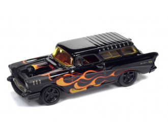 CHEVROLET Nomad (1957), black with flames
