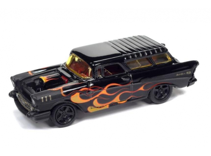 CHEVROLET Nomad (1957), black with flames