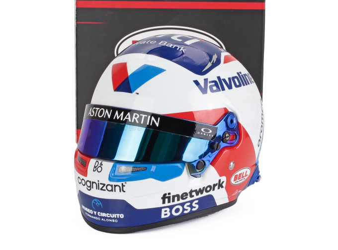 BELL HELMET Casco Helmet F1 Fernando Alonso Team Aston Martin Aramco Cognizant №14 Monaco Gp (2024), White Blue Red