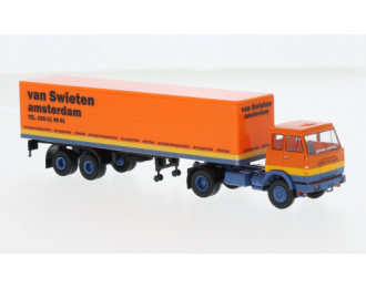 HANOMAG-HENSCHEL F 161 S Koffer van Swieten (1969), orange/blue/yellow