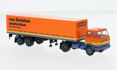HANOMAG-HENSCHEL F 161 S Koffer van Swieten (1969), orange/blue/yellow