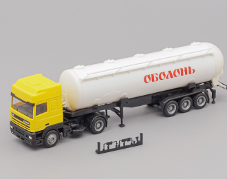 DAF 95 с полуприцепом цистерной "Оболонь", yellow / white / black