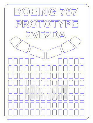 Маска окрасочная для остекления модели Boing-767 (по прототипу)
