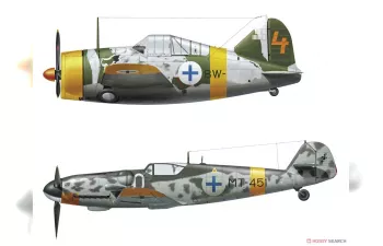 Сборная модель B-239 Buffalo & Messerschmitt BF109G-6 Juutilainen w/Figure
