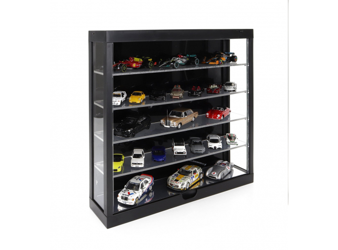 VETRINA DISPLAY BOX Espositore Black - For Auto 15 X 1/43 - 35 X 1/64 - Cars Not Included - Lungh.lenght Cm 38.5 X Largh.width Cm 9.0 X Alt.height Cm 37.5 (altezza Utile Tra I Ripiani Cm 6.5 Inner Height Among Shelves), Black