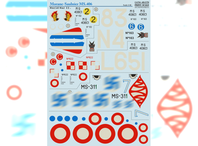 Набор декалей Morane-Saulnier MS.406 Wet decal