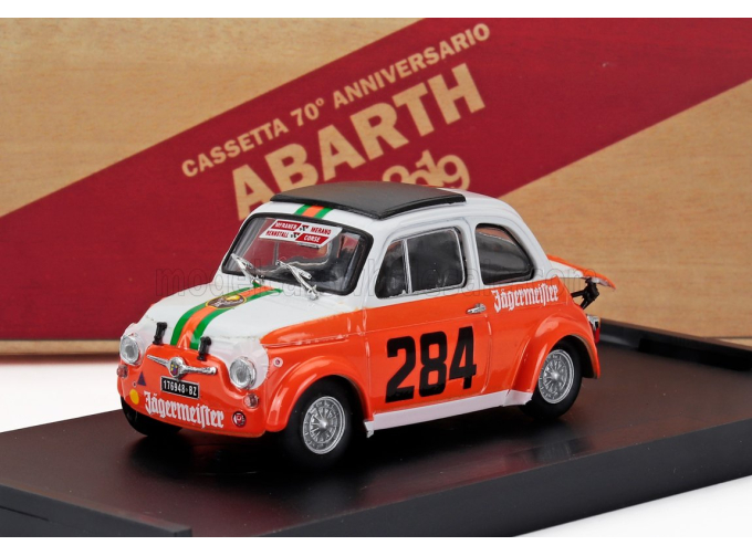 FIAT 500 Abarth 695ss Team Merano Corse Jagermeister №284 Rally Colle Della Maddalena (1973) Renato Menapace, White Orange Green