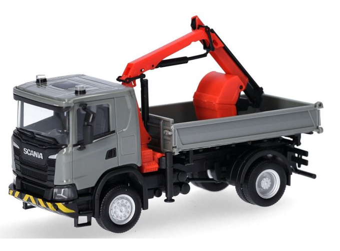 SCANIA XT17 самосвал с трехсторонней разгрузкой самосвал и погрузочным краном, серый