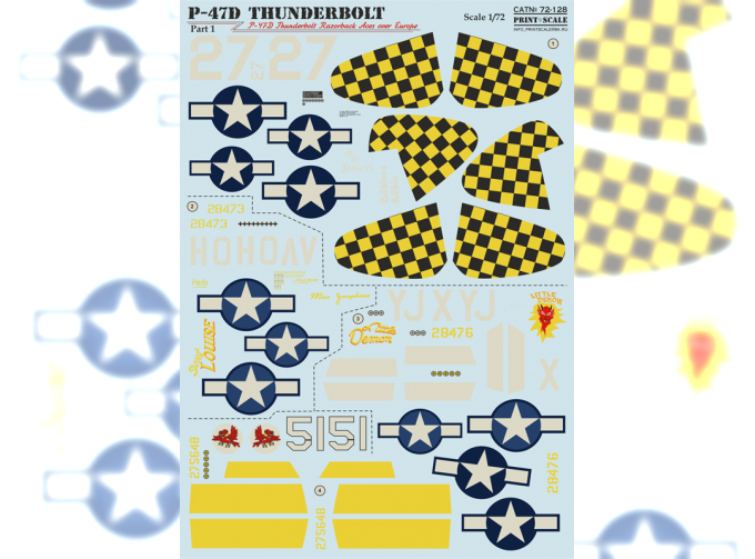 Декаль P-47D Thunderbolt Razorback Aces over Europe Part1