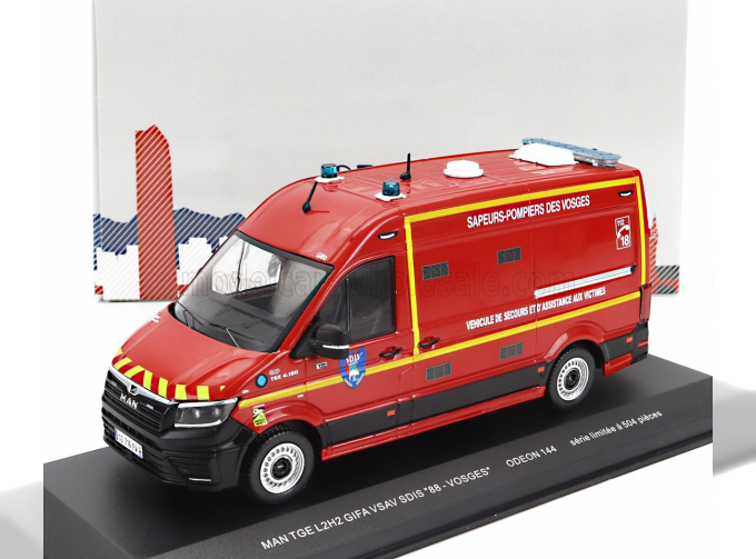 MAN Tge L2h2 Gifa Vsav Sdis 88 Vosges Vehicule De Secours Et D'assistance Aux Victimes Sapeurs Pompiers (2020), Red Yellow Black