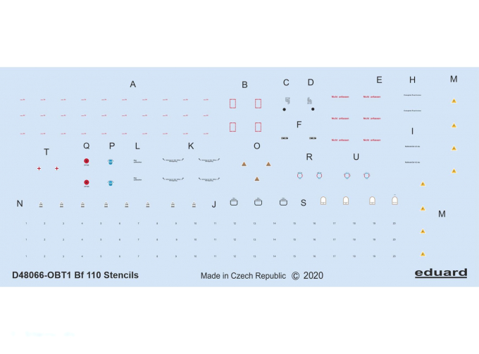 Декаль для Bf 110 тех.надписи