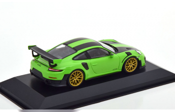 PORSCHE 911 (991 II) GT2 RS (2018), hellgrün/schwarz mit goldenen Felgen