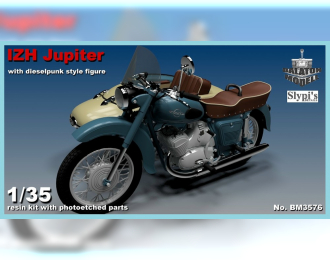 Сборная модель Советский мотоцикл ИЖ Юпитер с коляской (вкл. фигурку женщины)