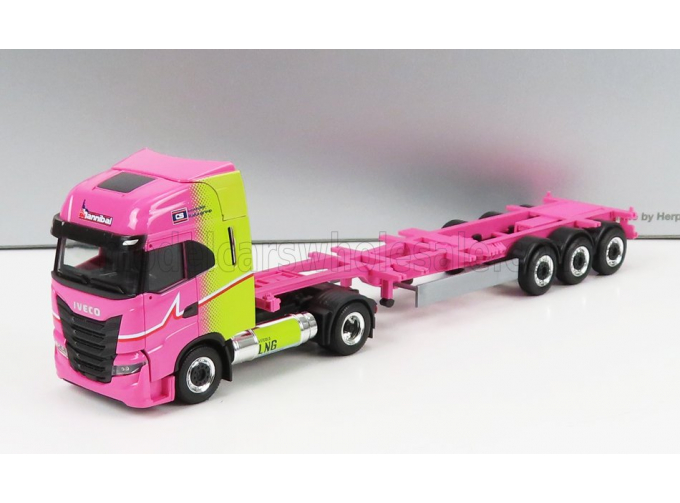 IVECO FIAT S-way Truck Lng Hannibal Transports (2020) - Without Eucon Container, Pink Yellow