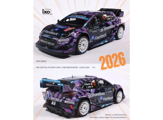 FORD PUMA WRC RALLY1 TEAM M-SPORT WRT №13 RALLY MONTECARLO (2026) GREGOIRE MUNSTER - LOUIS LOUKA
