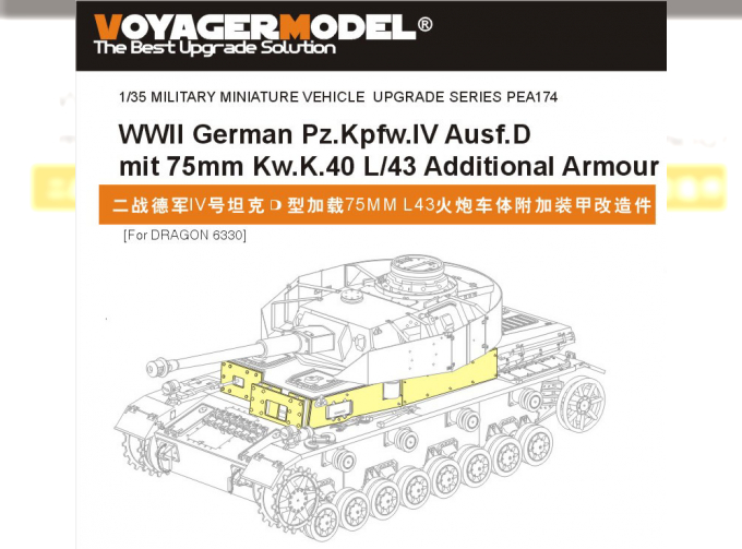 Фототравление Дополнительная броня для Pz.Kpfw.IV Ausf.D mit 75mm Kw. K.40 L/43 (для Dragon)