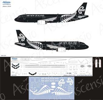 Декаль на самолёт A320 (Air New Zealand (Black and White Scheme) )