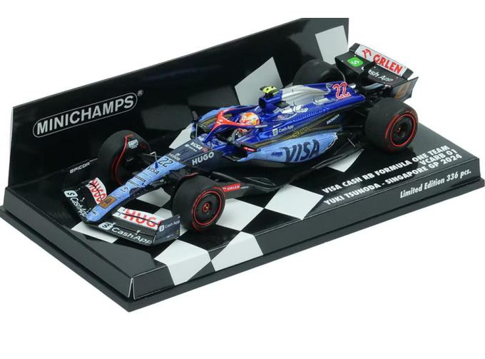 RACING BULLS F1 Vcarb-01 Team Visa Cash App №22 Singapore Gp (2024) Yuki Tsunoda, Blue White