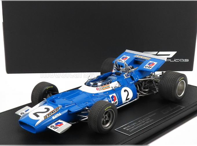 MATRA SIMCA F1 Ms80 N2 Winner French Gp World Champion (1969) Jackie Stewart - Con Vetrina - With Showcase, Blue White