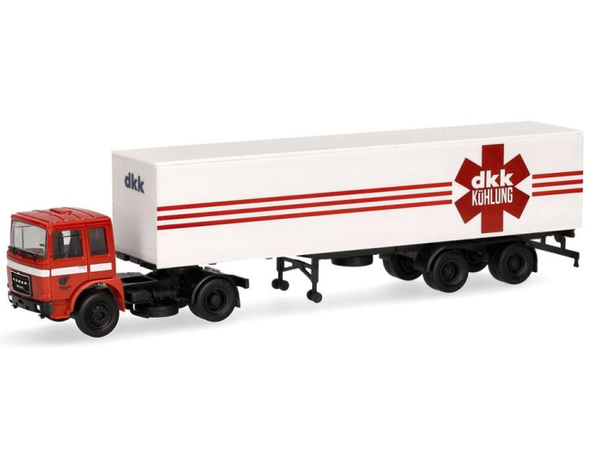 ROMAN Diesel седельный тягач с полуприцепом DKK Kühlung, красный/белый