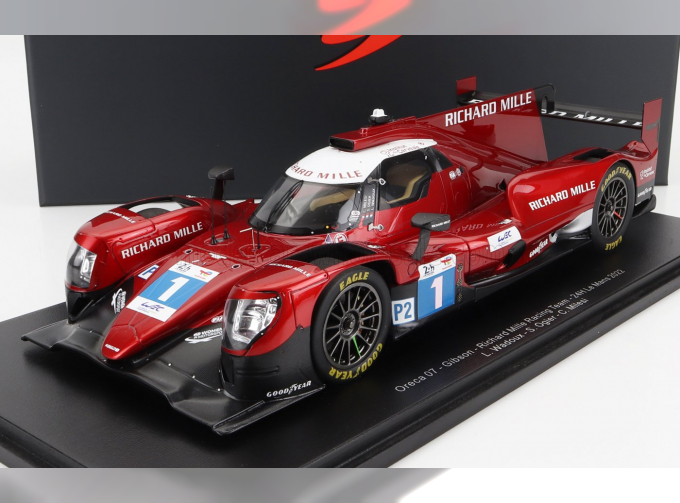 ORECA Gibson 07 Gk428 4.2l V8 Team Richard Mille Racing N1 24h Le Mans (2022) L.wadoux - S.Ogier - C.Milesi - Con Vetrina - With Showcase - Special Box, Red