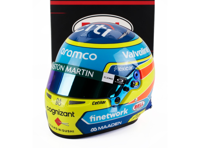BELL HELMET Casco Helmet F1 Fernando Alonso Team Aston Martin Aramco №14 Season (2025), Yellow Blue