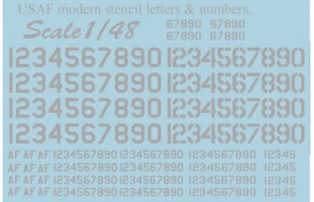 USAF modern stencil letters and numbers». Grey.The complete set 1,5 leaf. Wet decal