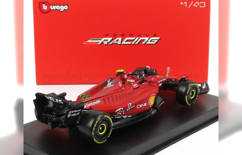 FERRARI F1-75 Scuderia Ferrari №55 Season (2022) Carlos Sainz With Helmet And Plastic Showcase - Exclusive Carmodel, Red