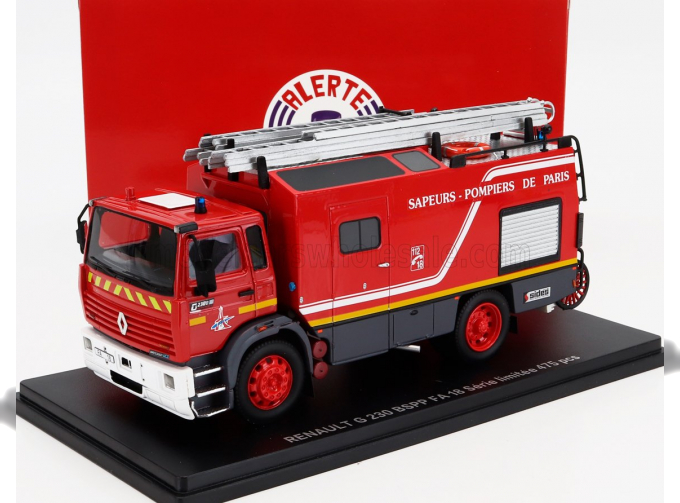 RENAULT G230 Sides Bspp Fa18 Tanker Truck 2-assi Saupers Pompiers De Paris (1991), Red Grey