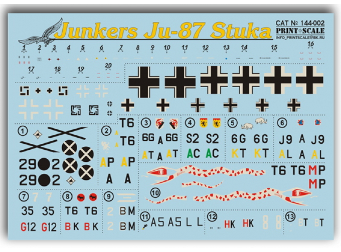 Набор декалей Junkers Ju-87 Stuka Wet decal