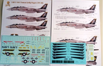 Декаль для F-14A Tomcat VF-84 Jolly Rogers, с тех. надписями