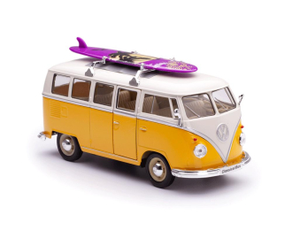 VOLKSWAGEN T1 Bus (1962), желтый с белым, серфинг на крыше
