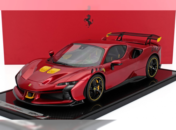 FERRARI Sf90 Xx Stradale (2024) - Con Vetrina - With Showcase, Rosso Fuoco - Red Met Yellow Black