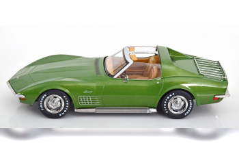 CHEVROLET Corvette C3 with removable roof parts and side pipes (1972), light green-metallic