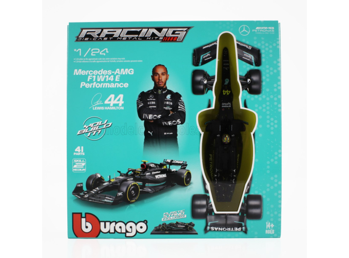 Сборная модель MERCEDES-BENZ GP F1 W14 Team Mercedes-amg Petronas Formula One №44 Season (2023) Lewis Hamilton, Matt Black
