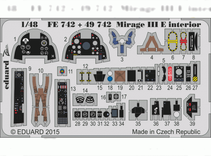 Фототравление Цветное фототравление для Mirage III E интерьер