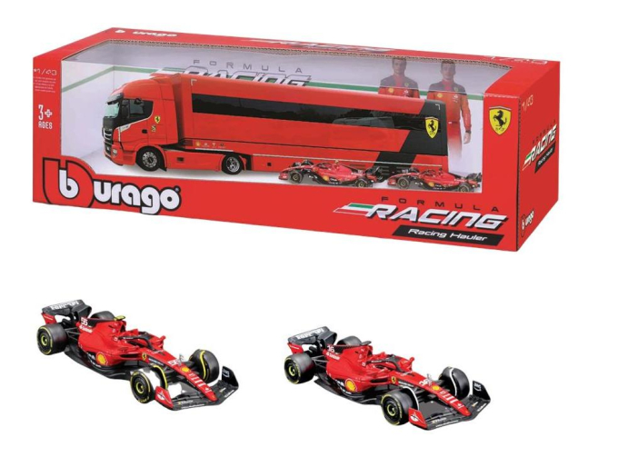 IVECO S-Way 570 Ferrari Racing Transporter (2022) + 2* FERRARI F1-75, red