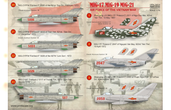 North Vietnamese MIGs of the Vietnam War Wet decal