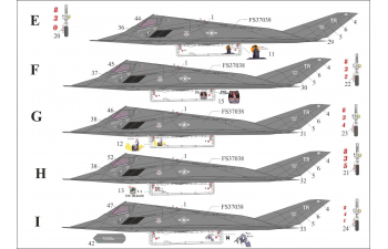 Декаль для F-117A Nighthawk "Desert Storm Pt.3, с тех. надписями