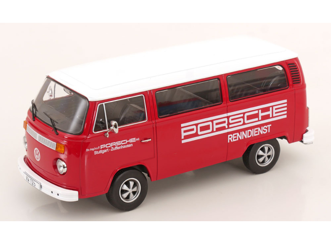 VOLKSWAGEN T2b Bus Porsche Renndienst with Fuchs-rims (1972), red white