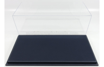 Бокс акриловый с подставкой из кожи синего цвета