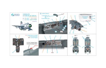 Декаль интерьера кабины МиГ-21Р, серые панели (Eduard) (с 3D-печатными деталями)