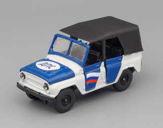 УАЗ 469 ДПС с флагом России, белый / синий