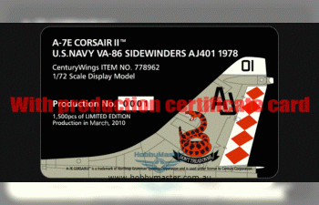 Vought A-7E Corsair II Diecast Model USN VA-86 Sidewinders AJ401 USS Nimitz 1978 (Wings of Heroes)