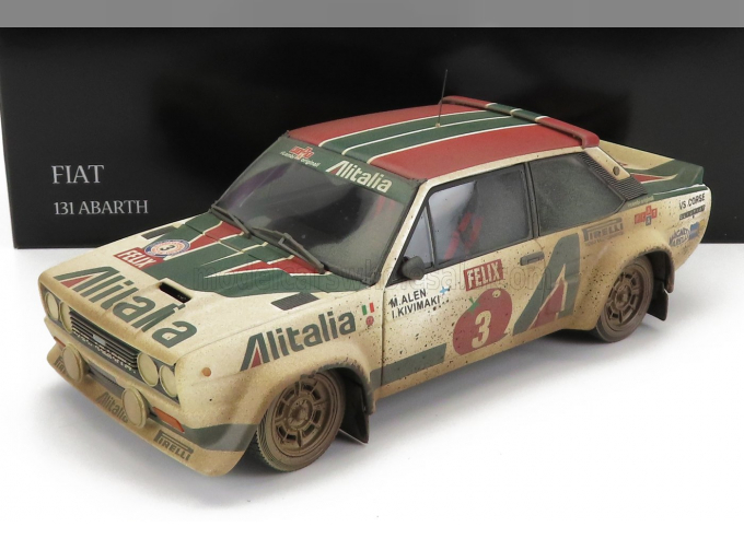 FIAT 131 Abarth Team Alitalia N3 Winner Rally 1000 Lakes (dirty Version) (1978) M.Alen - I.Kivimaki, White Green Red