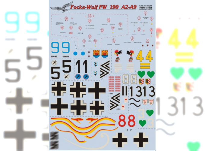 Набор декалей FW 190А2-А9 А complete set decals