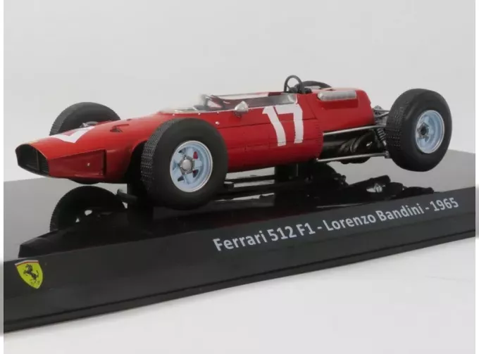 FERRARI F1 512 №17 Season (1965) Lorenzo Bandini - Con Vetrina - With Showcase, Red